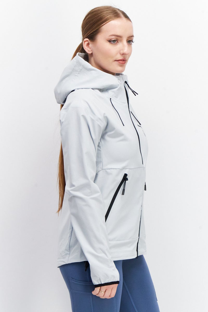 PUMA سويت شيرت رياضي نسائي بغطاء رأس وأكمام طويلة، رمادي بلاتينيوم - Image 4