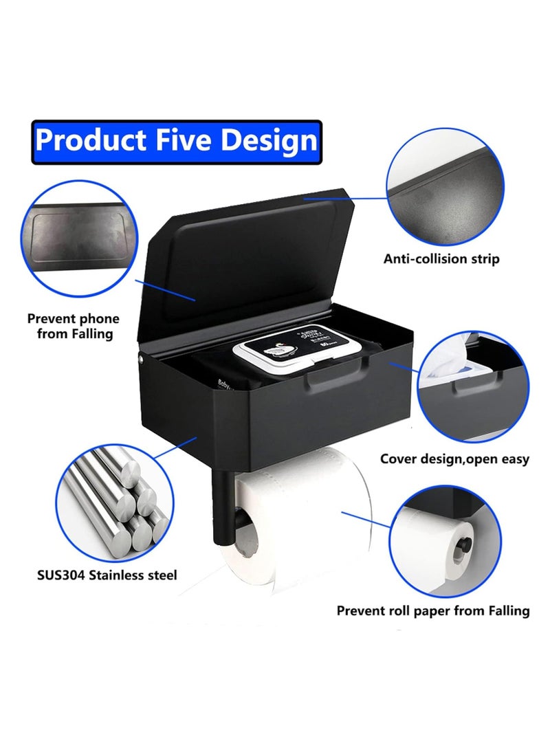 Wall Mounted Toilet Paper Holder, Toilet Paper and Wet Wipes Holder for Bathroom Paper Holder, SUS304 Stainless Steel Toilet Paper Organiser - Image 5
