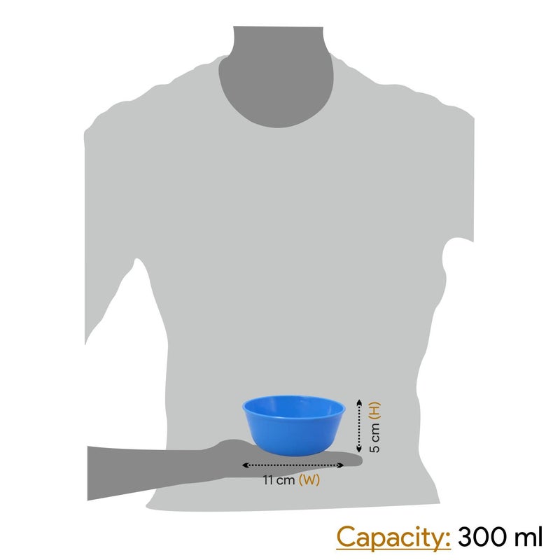 MORVI Prime Sigma 300 Microwave Safe Multipurpose Plastic Bowl Set, 6 Pcs Mixing Bowl 300 ml, Blue Color - Image 2