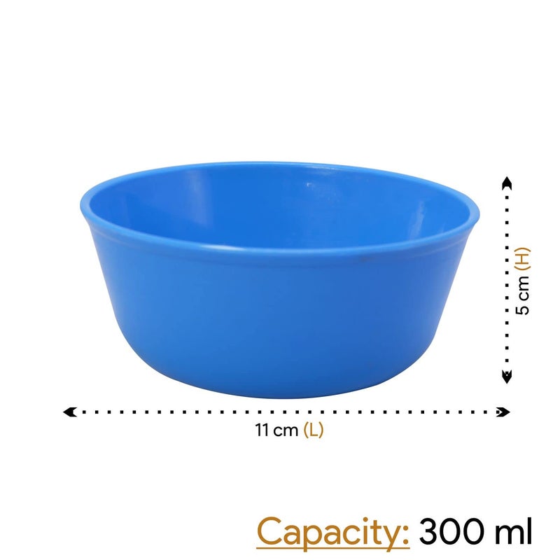 MORVI Prime Sigma 300 Microwave Safe Multipurpose Plastic Bowl Set, 6 Pcs Mixing Bowl 300 ml, Blue Color - Image 3
