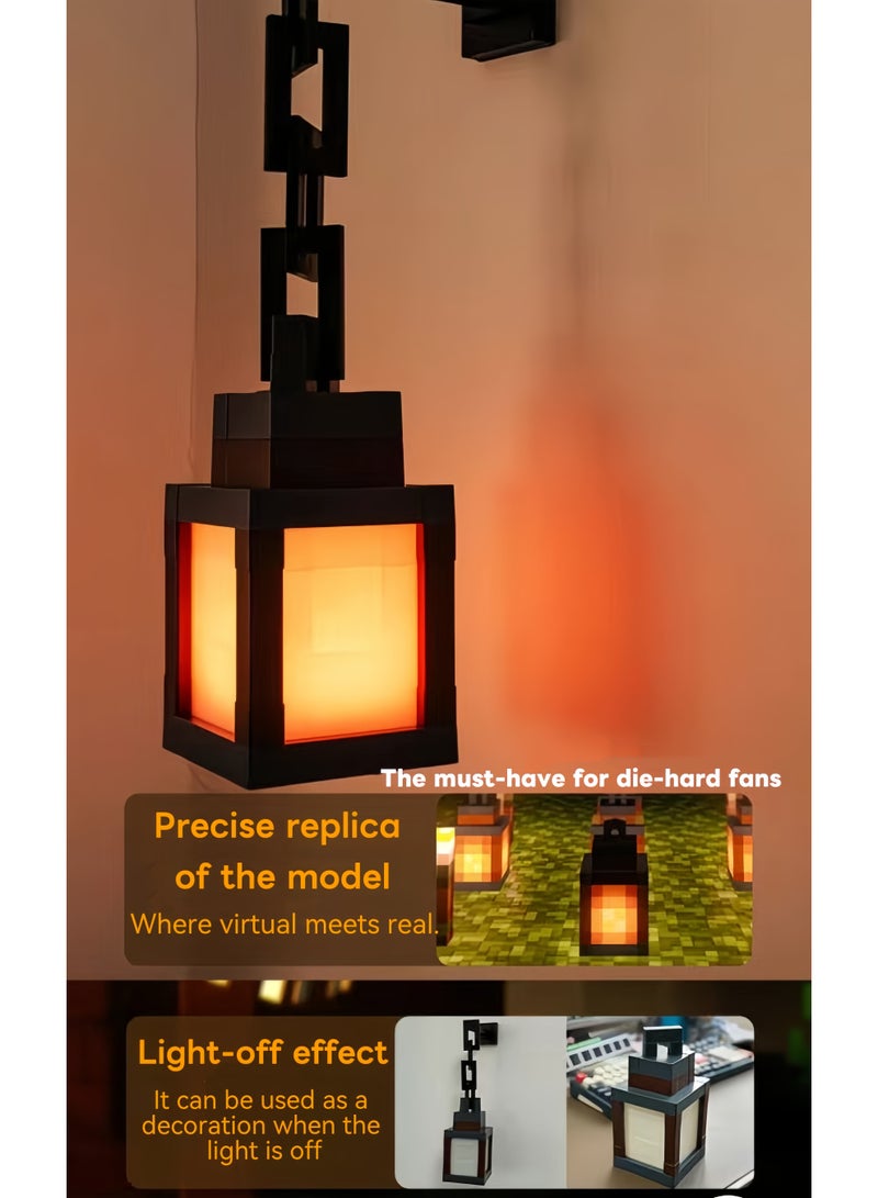 مصباح ليلي - فانوس بيكسل مع إضاءة RGB متغيرة 16 لونًا، شاحن USB-C، تحكم عن بعد، 4 أوضاع إضاءة، ديكور لغرفة الألعاب، إمدادات حفلات الهالوين، هدية عيد ميلاد فريد - Image 3