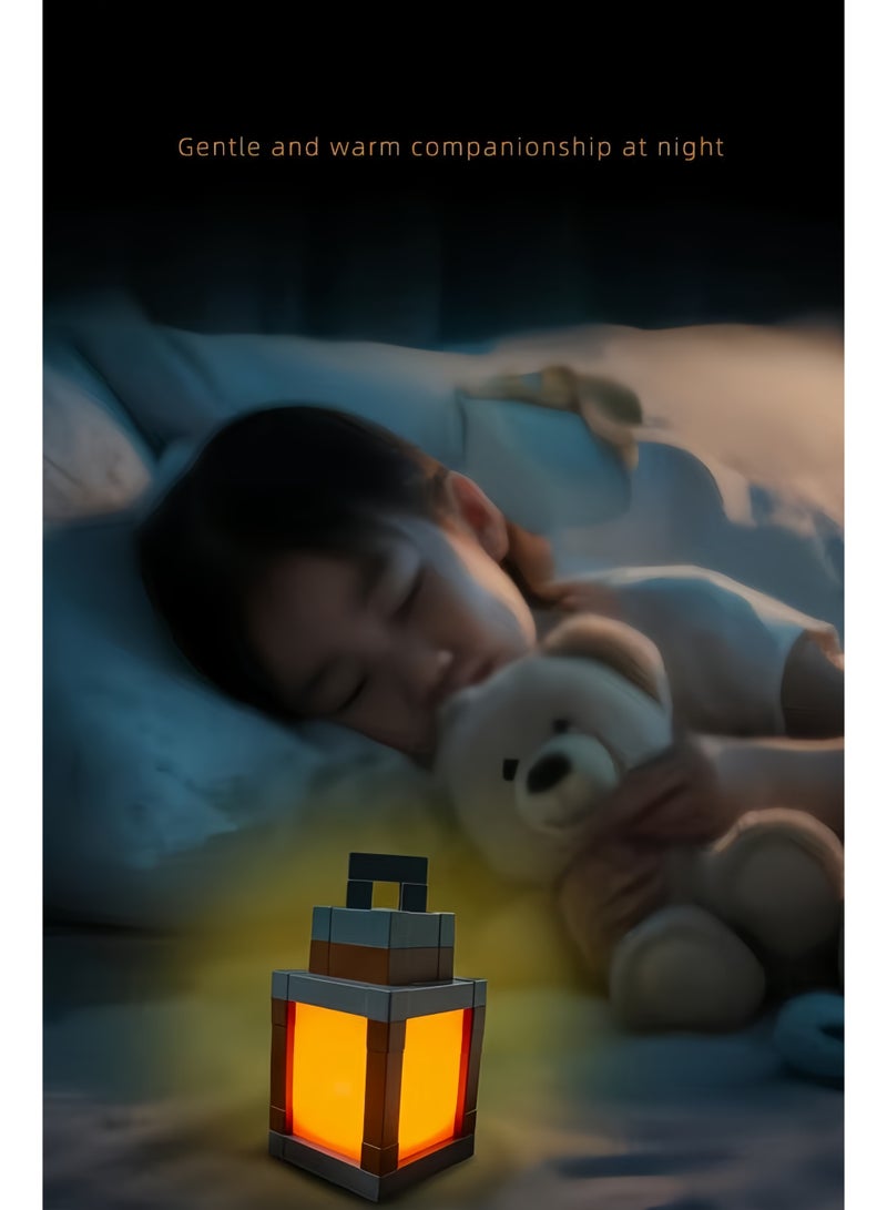 مصباح ليلي - فانوس بيكسل مع إضاءة RGB متغيرة 16 لونًا، شاحن USB-C، تحكم عن بعد، 4 أوضاع إضاءة، ديكور لغرفة الألعاب، إمدادات حفلات الهالوين، هدية عيد ميلاد فريد - Image 5