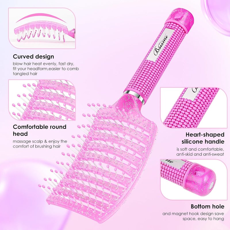 Bsisme Hair Brush with Hair Clips, Vented Brush for Faster Blow Drying, Detangler & Frizz-Free on Women Girls Kids Curly Wet Thick Fine Hair, Ideal Valentine's Day, Mothers Day, Birthday Gift for Her - Image 2