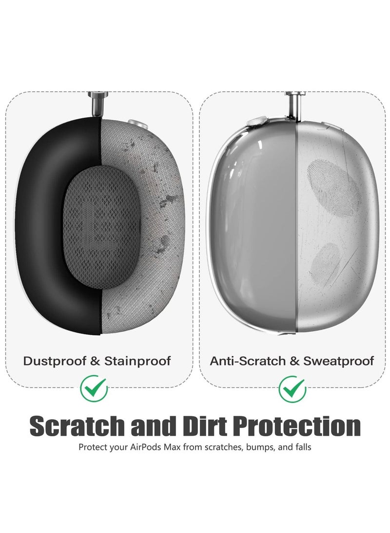 Anmi 3 in 1 Clear Silicone Case Cover for AirPods Max (Black) - Image 3