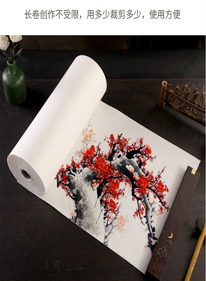 MEGREZ Roll Pack Thicken Calligraphy Paper for Practice Chinese Japanese, 35cm x 100m(13.8in x 328ft), Sheng(Raw) Xuan Paper, White - Image 5