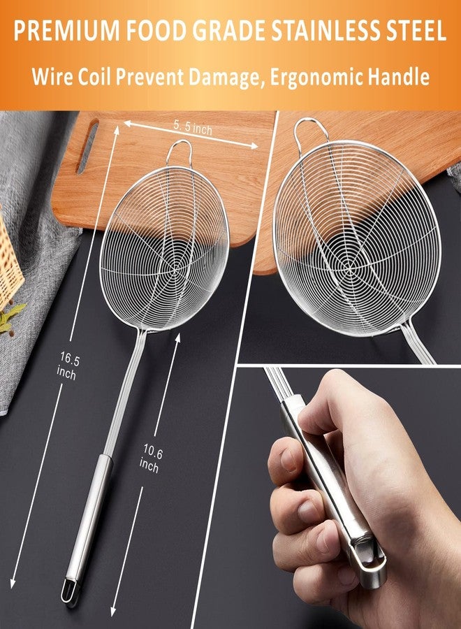 Yimi 16.5 Inch Spider Strainer | Stainless Steel Kitchen Cooking Skimmer with Double Hook Long Handle | Spiral Wire Spoon Ladle with Reinforced Double Coil for Cooking and Frying, Ideal for Gift - Image 2