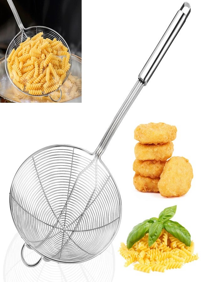 Yimi 16.5 Inch Spider Strainer | Stainless Steel Kitchen Cooking Skimmer with Double Hook Long Handle | Spiral Wire Spoon Ladle with Reinforced Double Coil for Cooking and Frying, Ideal for Gift - Image 1