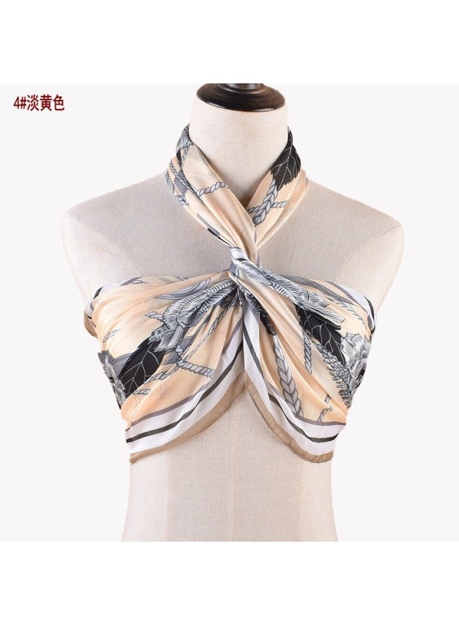 New Scarf Korean Style Decorative Floral Print Light Luxury Silk Scarf 90 Mirror Silk Large Square Scarf