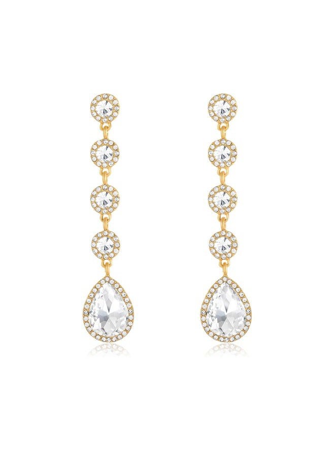 WanBigVa Rhinestone Statement Long Dangle Earrings for Women,Vintage Wedding Bridal Elegant Crystal Chandelier Teardrop Earrings Costume Jewelry for Prom Party, Rhinestone, Rhinestone Crystal - Image 1