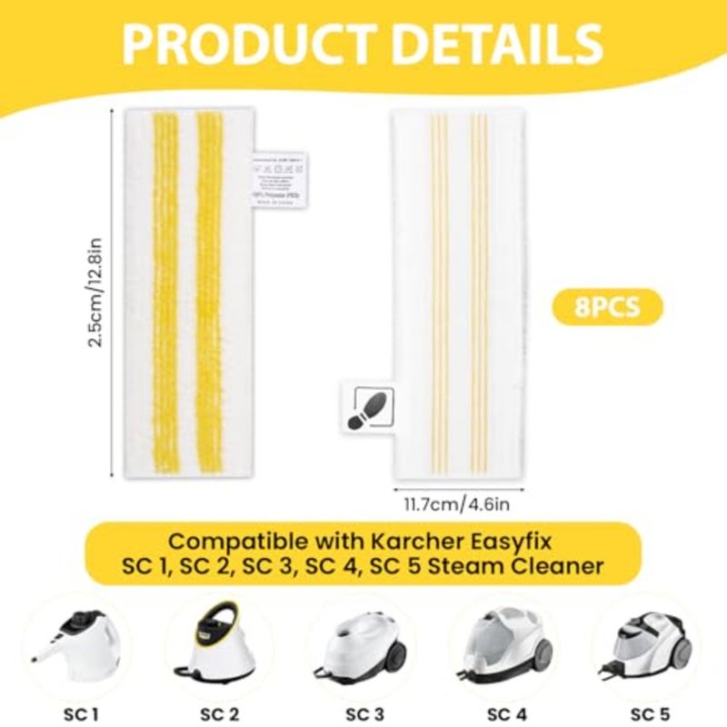 8 pieces for Kärcher steam cleaner Easyfix mop replacement cover set, for Kärcher steam cleaner EasyFix SC1, SC2, SC3, SC4, SC5, Kärcher steam cleaner accessories 8 x floor nozzle - Image 2