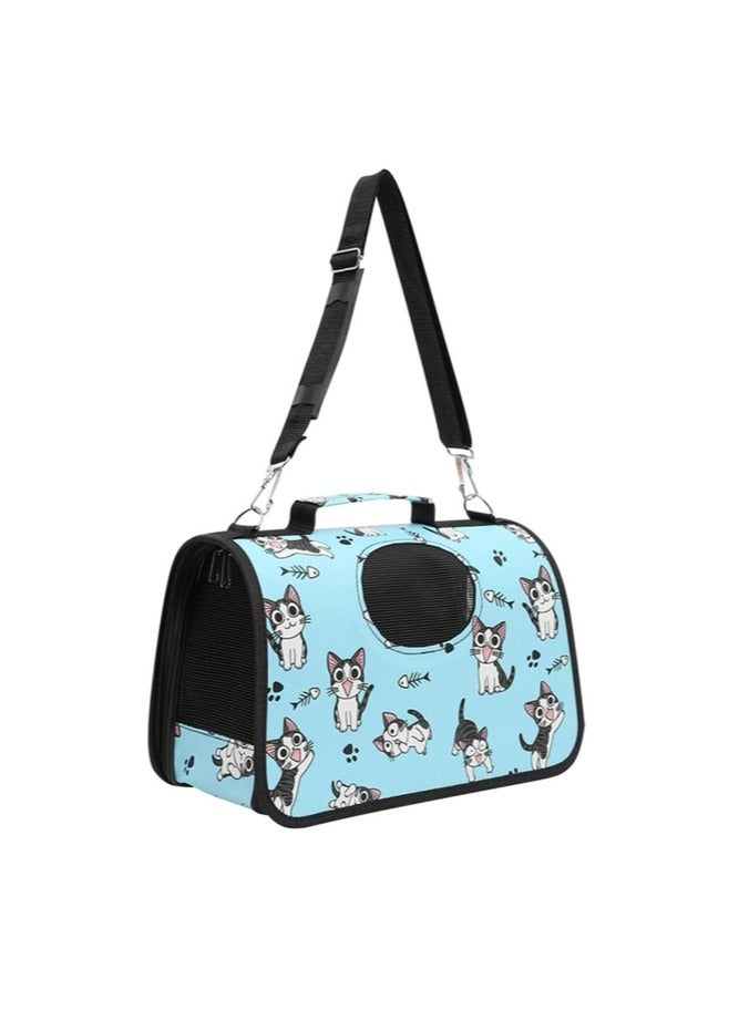 HAPPY PUSS Outdoor pet bag: pet handbag, pet shoulder bag, travel carrier for cats and dogs. Blue cat design-medium size - Image 2