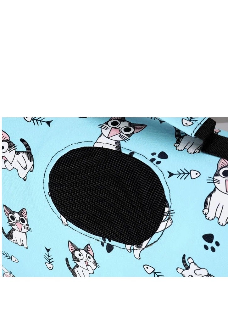 HAPPY PUSS Outdoor pet bag: pet handbag, pet shoulder bag, travel carrier for cats and dogs. Blue cat design-medium size - Image 3