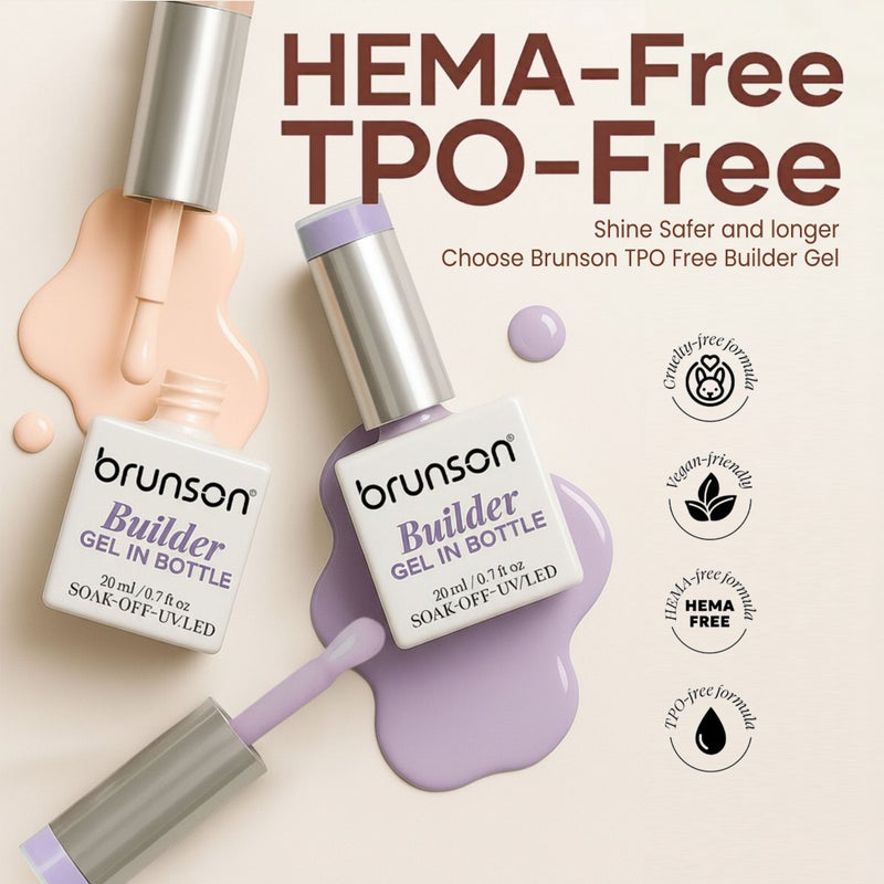 brunson TPO Free Builder Gel for Nails 20ml 10in1 Builder Gel in a Bottle BIAB No Heat Non Yellowing Long Lasting Soak Off Gel for Nail Extensions Overlay Strengthen Repair Base Coat Hema Free hard gel for salon - Image 3
