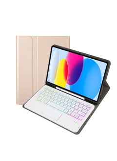 For Samsung TabS9FE11 Inch 2023 Protective Cover Wonderful Control Magnetic Suction Colorful Backlit Bluetooth Keyboard Soft Shell-Color:Gold-touch Keyboard (backlit)-Product Type:Samsung A7 T500/T505 10.4 Inch