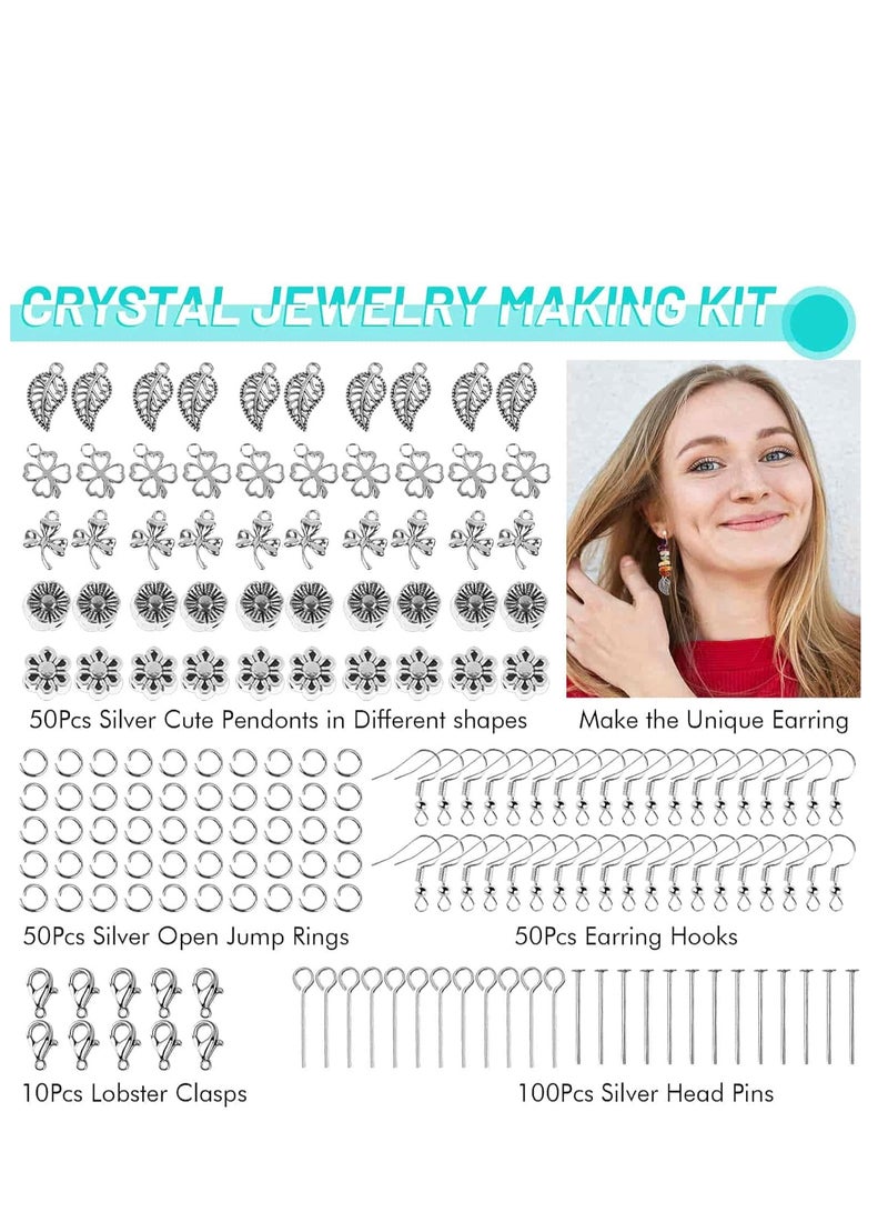 مجموعات صنع المجوهرات للنساء البالغات مع 28 لونًا من الخرز الكريستالي، مجموعة صانع حلقات الخرز الكريستالي 1660 قطعة مع لوازم صنع المجوهرات - Image 3