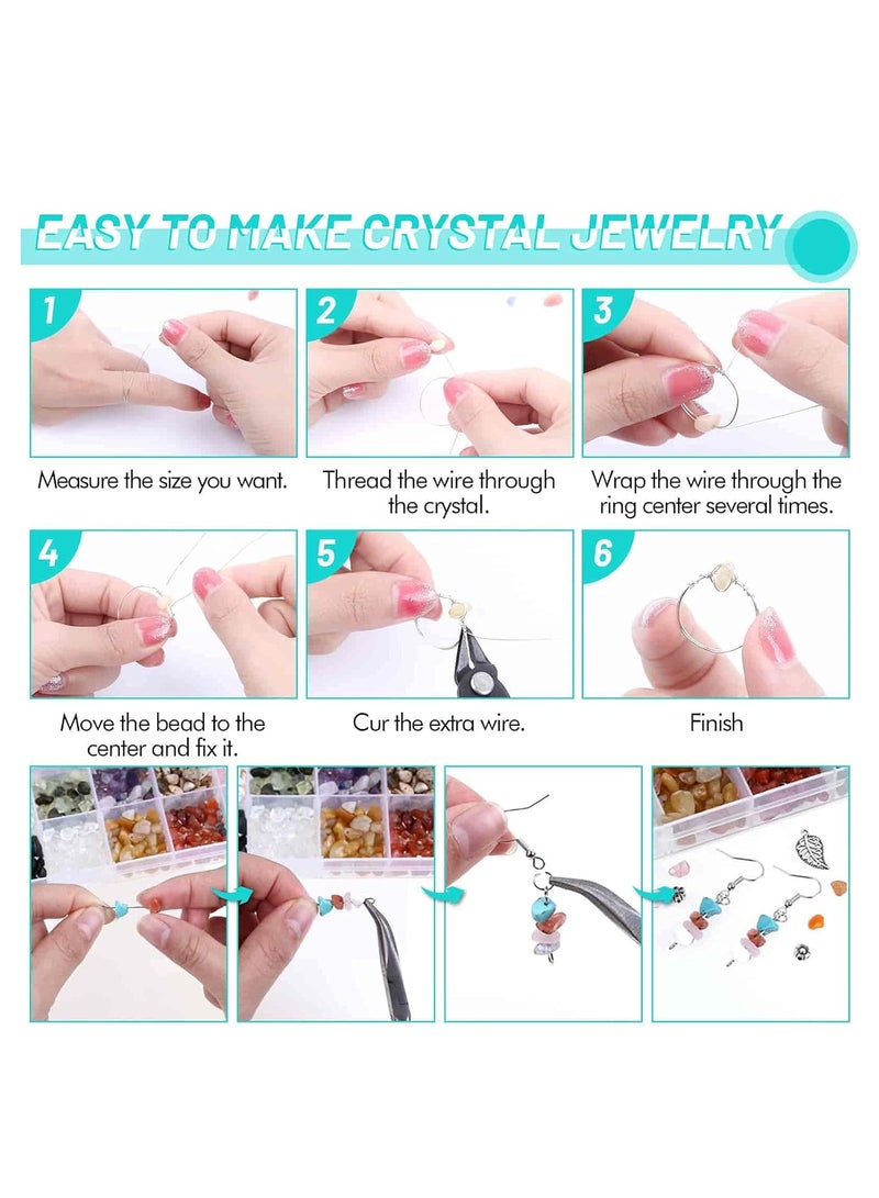 مجموعات صنع المجوهرات للنساء البالغات مع 28 لونًا من الخرز الكريستالي، مجموعة صانع حلقات الخرز الكريستالي 1660 قطعة مع لوازم صنع المجوهرات - Image 4