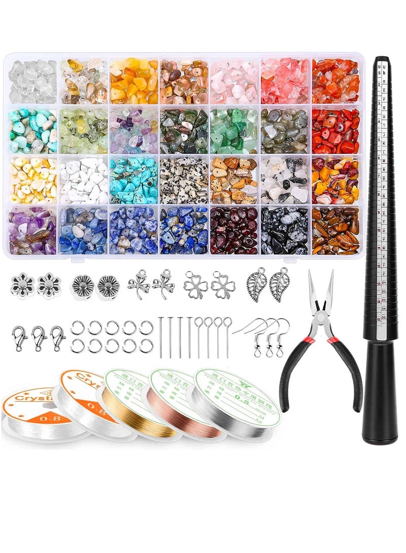 مجموعات صنع المجوهرات للنساء البالغات مع 28 لونًا من الخرز الكريستالي، مجموعة صانع حلقات الخرز الكريستالي 1660 قطعة مع لوازم صنع المجوهرات - Image 1