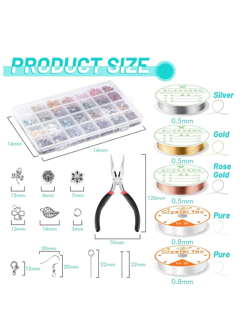 مجموعات صنع المجوهرات للنساء البالغات مع 28 لونًا من الخرز الكريستالي، مجموعة صانع حلقات الخرز الكريستالي 1660 قطعة مع لوازم صنع المجوهرات - Image 2