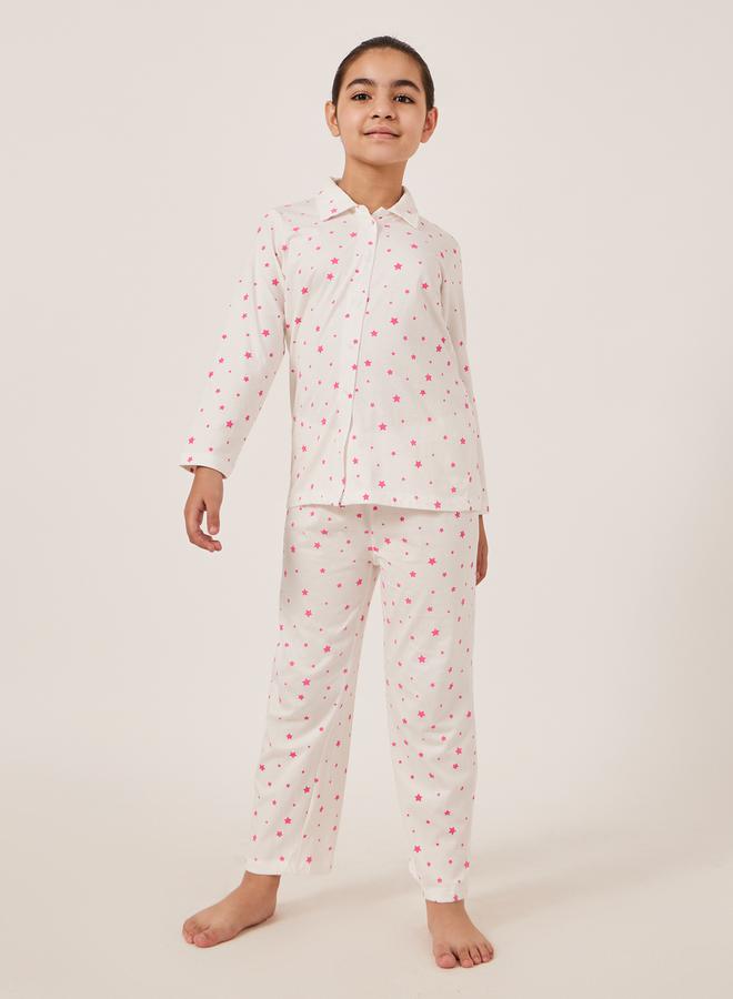 Styli All-Over Star Print Shirt and Pyjama Set  - Image 1