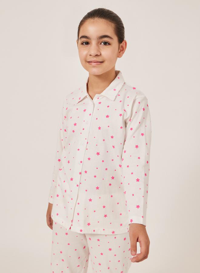 Styli All-Over Star Print Shirt and Pyjama Set  - Image 2