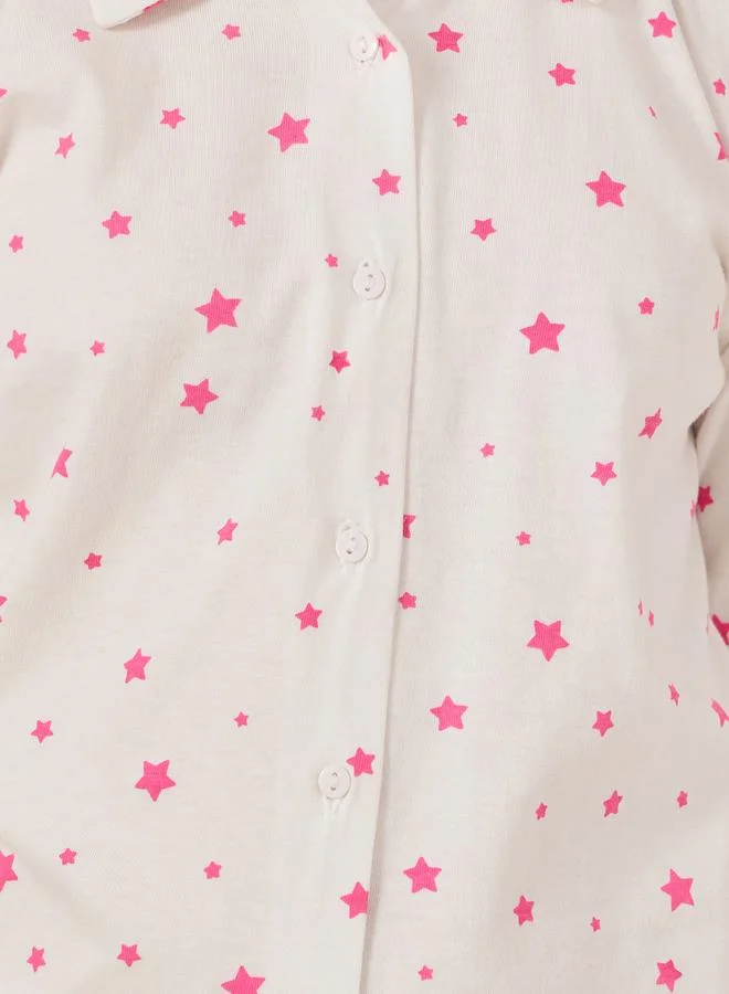 Styli All-Over Star Print Shirt and Pyjama Set
