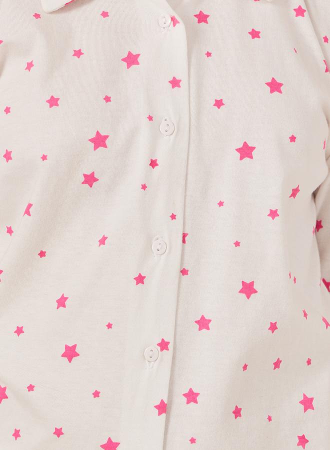Styli All-Over Star Print Shirt and Pyjama Set  - Image 3