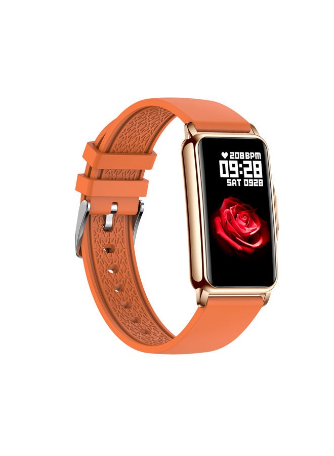 AROAQ H80 1.47 inch Golden Smart Watch Multi Sport Mode Fitness Bracelet IP67 Waterproof Health Watch Sleep Monitoring With Orange Silicone Strap - Image 2