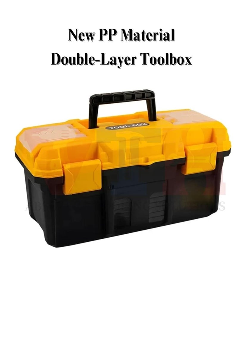 VTH WITH TAGLINE ABSOLUTE TOOLING SOLUTIONS VTH Plastic Toolbox Unbreakable 19inch Portable Tool Box with PVC Clutch Tool Organizer with Extra Storage Tray for Home Tools Nails and Pins BlackYellow  - Image 5