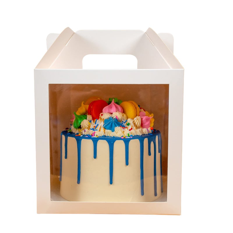 Gretel 10Pack 8x8x8 inch Cake Box for Tall Cakes with Window and Handle Disposable Cake Containers 10