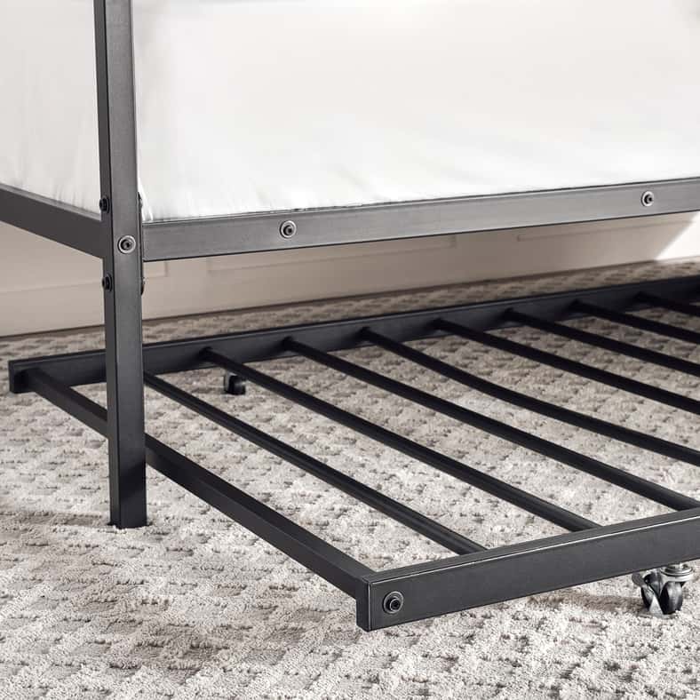 Pan Home سرير نهاري للأطفال باللون الأسود مع سرير سحب - 90x190 سم - Image 5