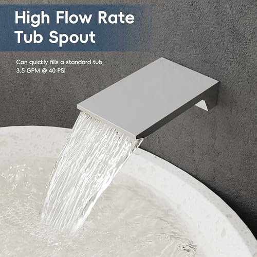 Gabrylly Shower System with Tub Spout, Wall Mounted Tub Shower Faucet Set for Bathroom with High Pressure 10" Rain Shower head and 3-Setting Handheld Shower Head Set, Chrome - Image 5