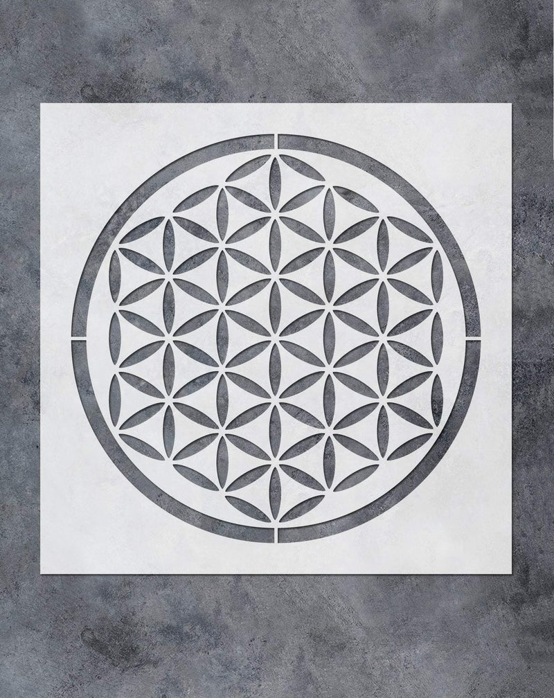GSS Designs Flower of Life Stencil for Crystal Grid Art Painting 12x12 Inch  Mandala Flower of Life Reusable Stencils  Laser Cut Painting Stencil for Floor Wall Tile Fabric Wood DecorSL064