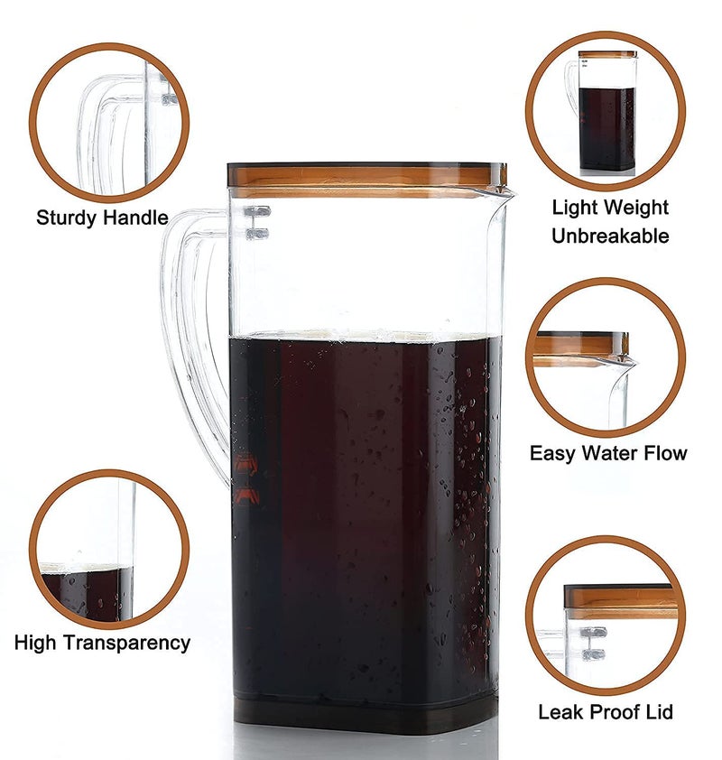 KD ZONE Premium Square Plastic Carafe - 2L Capacity | BPA-Free for Elegant Serving Efficient Water Dispensing with a Quality Jug(2000 ml) - Image 3