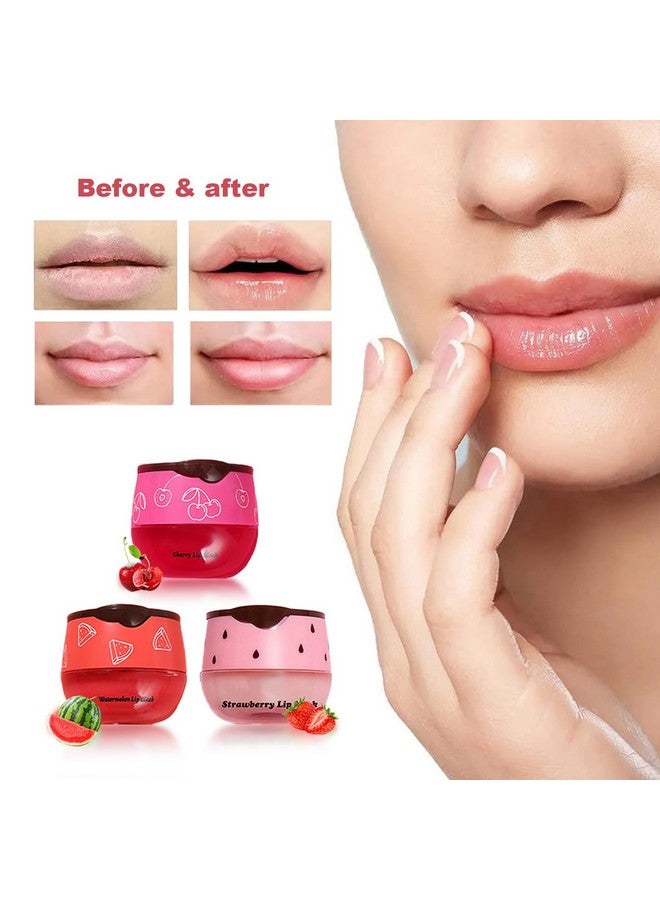 Aaiffey Lip Balm Honey Potwatermelon Apple Lime Cherry Lip Sleeping Mask Moisturizing Lip Mask Overnight Hydrating Prevention Dry And Cracked Lip Scrubs Exfoliator Lip Wrinkle Care 3 Pcs - Image 2