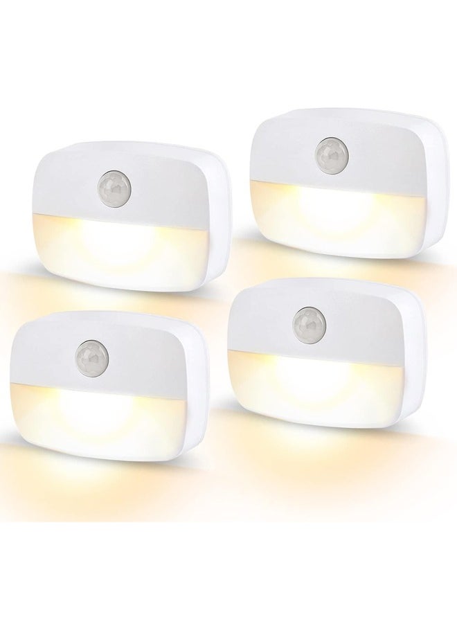 Generic LED Motion Sensor Night Light, [4 Pack] Stick-On Battery Powered Night Lights,(AUTO/ON/OFF)Light for Toilet, Hallway, Closet, Kitchen, Children's Room, Warm White Light  - Image 1
