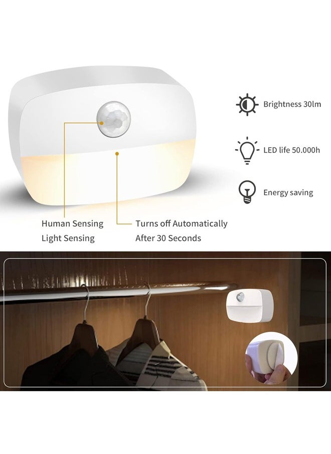 Generic LED Motion Sensor Night Light, [4 Pack] Stick-On Battery Powered Night Lights,(AUTO/ON/OFF)Light for Toilet, Hallway, Closet, Kitchen, Children's Room, Warm White Light  - Image 2