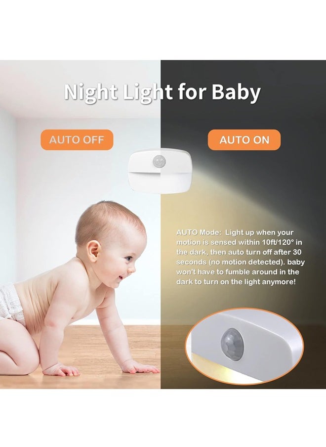 Generic LED Motion Sensor Night Light, [4 Pack] Stick-On Battery Powered Night Lights,(AUTO/ON/OFF)Light for Toilet, Hallway, Closet, Kitchen, Children's Room, Warm White Light  - Image 4