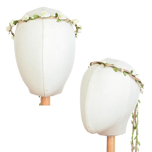 DDazzling Flower Crown Floral Wreath Headband Floral Garland Headbands Photo Props,Rose Flower Crown Kit, 3 Piece (Ivory) - Image 5