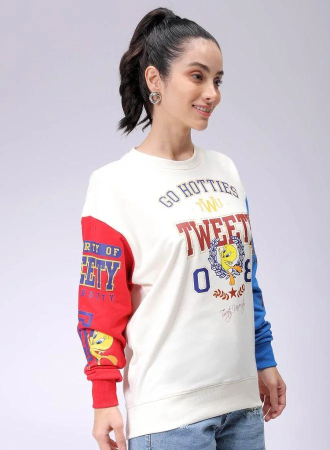 Freehand Women Boxy Fit Looney Tunes Oversized Sweatshirt