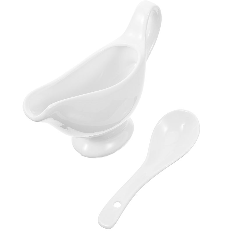 Gravy Boat With Depth Spoon Ceramic Pitcher Ceramic Sauce Serving Dish Coffee Cream Pitcher - Image 3