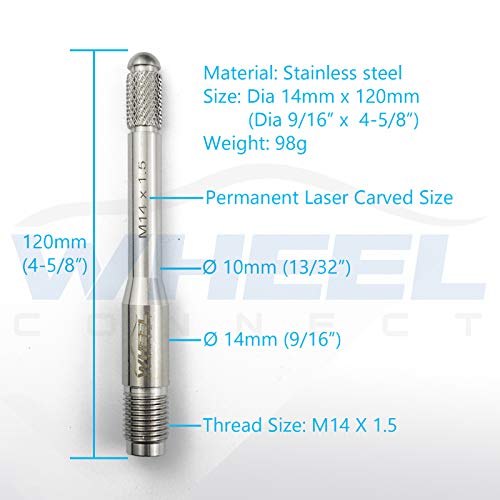 WHEEL CONNECT Wheel Alignment Pin, M14X1.5 Wheel Hanger, Rim Stud Pilot Pin,Guide Studs. Tool for Changing Tires on Cars with Lug Bolts. Made of Stainless Steel.Metric 14 x 1.50. - Image 2
