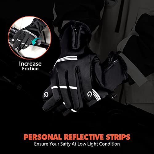 Hikenture Winter Cycling Gloves - Full Finger Thermal Windproof Bicycle Gloves for Men and Women, Cold Weather Biking, Hiking, Running (Black XL) - Image 4
