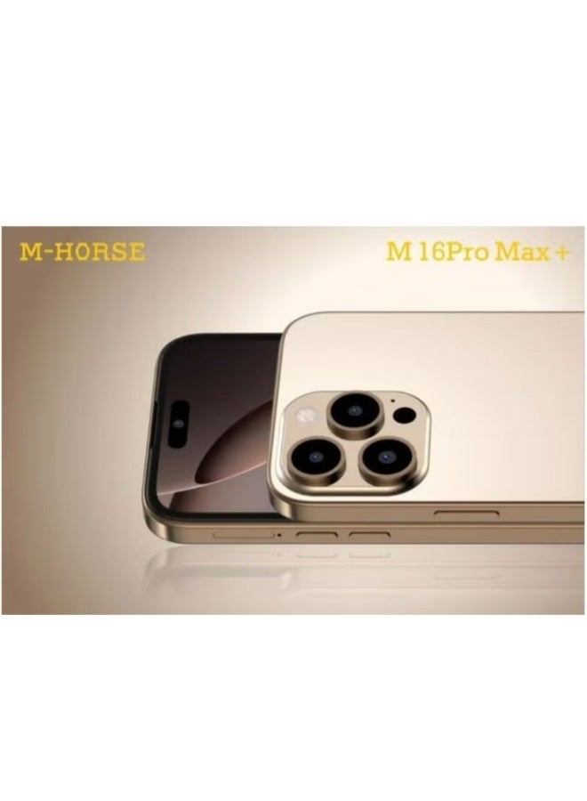 إم-هورس هاتف M-HORSE M16 Pro Max سعة 128 جيجابايت، رام 8 جيجابايت، شاشة 6.6 بوصة HD+، كاميرا AI مزدوجة، USB Type-C – لون ذهبي صحراوي - Image 2