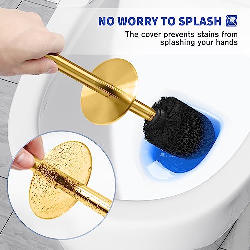 Wsedor Toilet Brush and Holder, Toilet Brush Stainless Steel, Toilet Bowl Brush for Bathroom Toilet-Ergonomic, Elegant,Durable (Gold) - Image 4