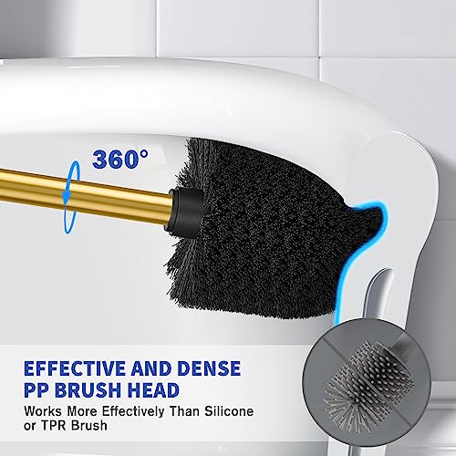 Wsedor Toilet Brush and Holder, Toilet Brush Stainless Steel, Toilet Bowl Brush for Bathroom Toilet-Ergonomic, Elegant,Durable (Gold) - Image 3