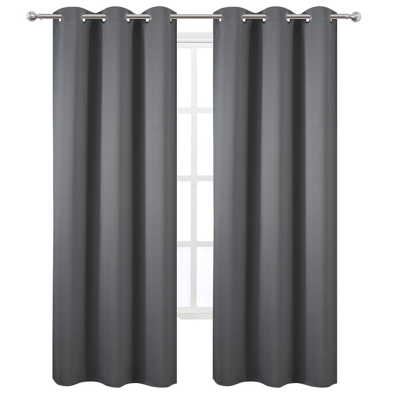 LEMOMO Grey Thermal Blackout Curtains/38 x 84 Inch/Set of 2 Panels Room Darkening Curtains for Bedroom - Image 2