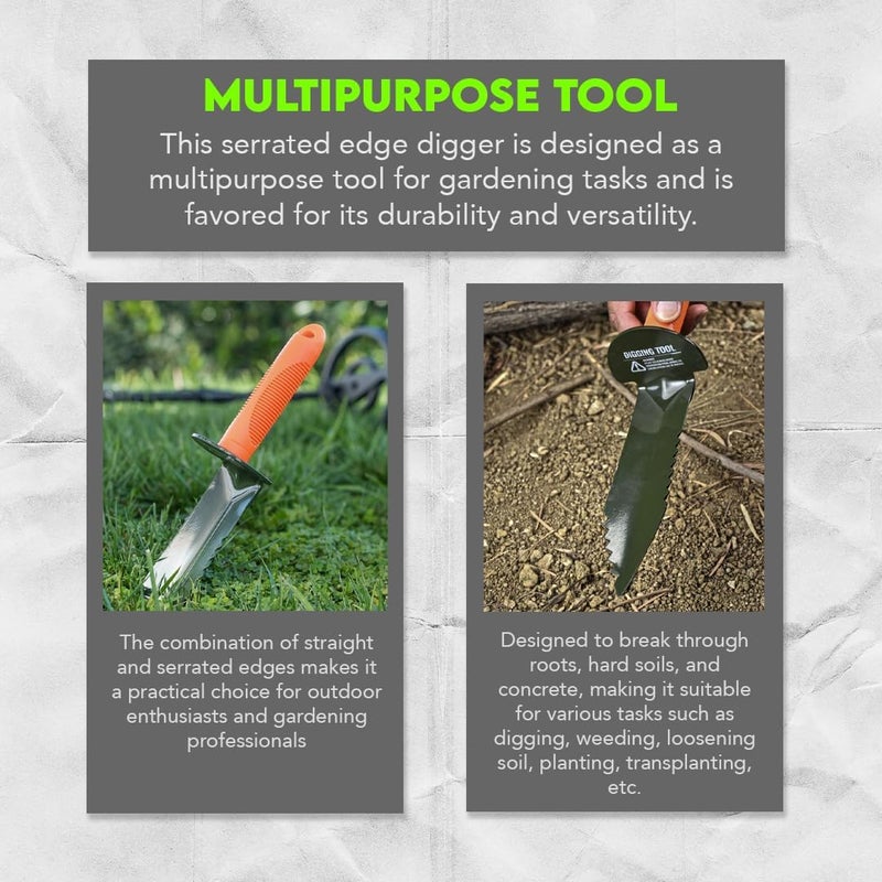 SE Prospector's Serrated Edge Digger Compact Shovel Trowel for Gardening, Metal or Gold Prospecting and Detecting - Includes Carrying Sheath - Image 2