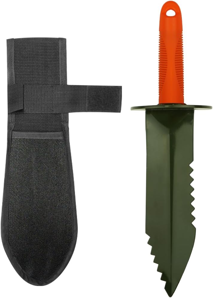 SE Prospector's Serrated Edge Digger Compact Shovel Trowel for Gardening, Metal or Gold Prospecting and Detecting - Includes Carrying Sheath - Image 1