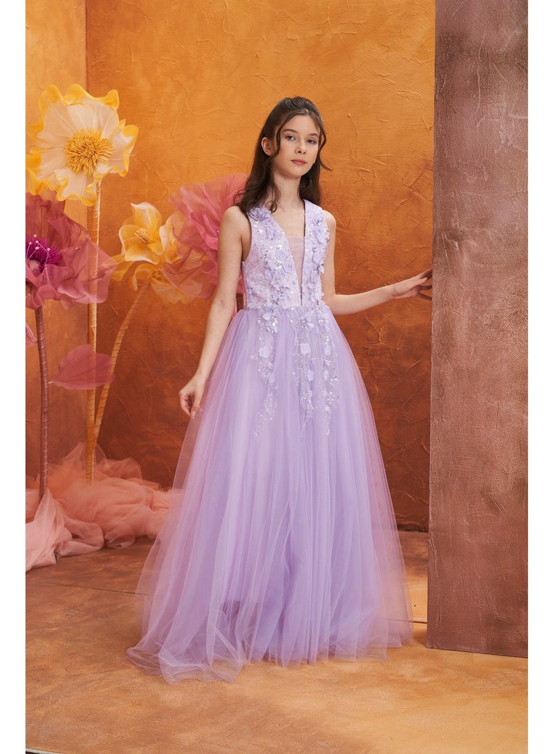 فيا بامبينو فستان تول مزين بالزهور - Image 1