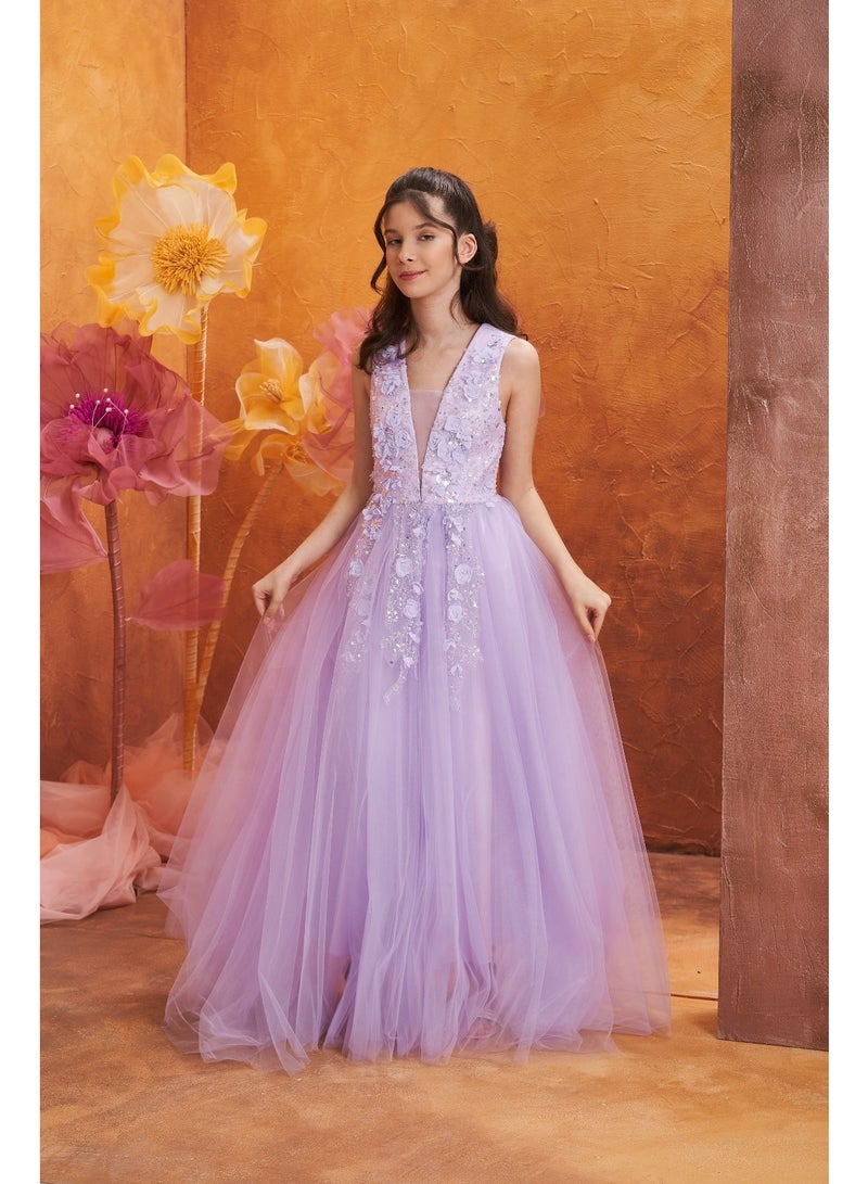 فيا بامبينو فستان تول مزين بالزهور - Image 2